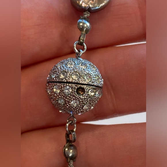 Freshwater coin pearls, purple iridescent, about 1/2” diameter each, silk, 60” - Picture 6 of 12